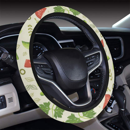 Salad Vegetable Print Design LKS302 Steering Wheel Cover with Elastic Edge