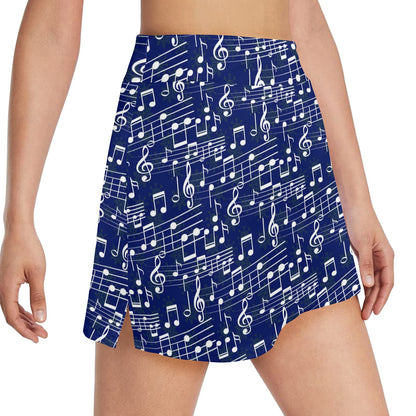 Music Note Blue Themed Print 17" Golf & Pickleball Skort with Pockets