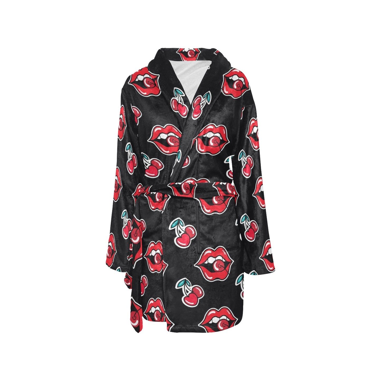 Cherry Pattern Print Design CH04 Women's Fleece Robe
