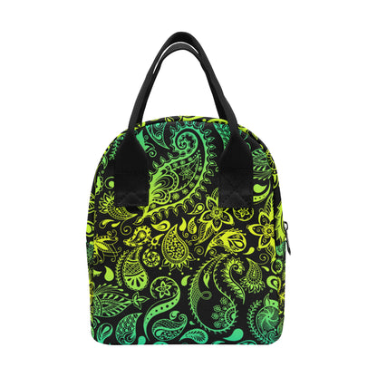 Paisley Green Design Print Insulated Lunch Bag