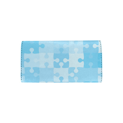 Puzzle Blue Pattern Print Design A04 Women's Trifold Wallet