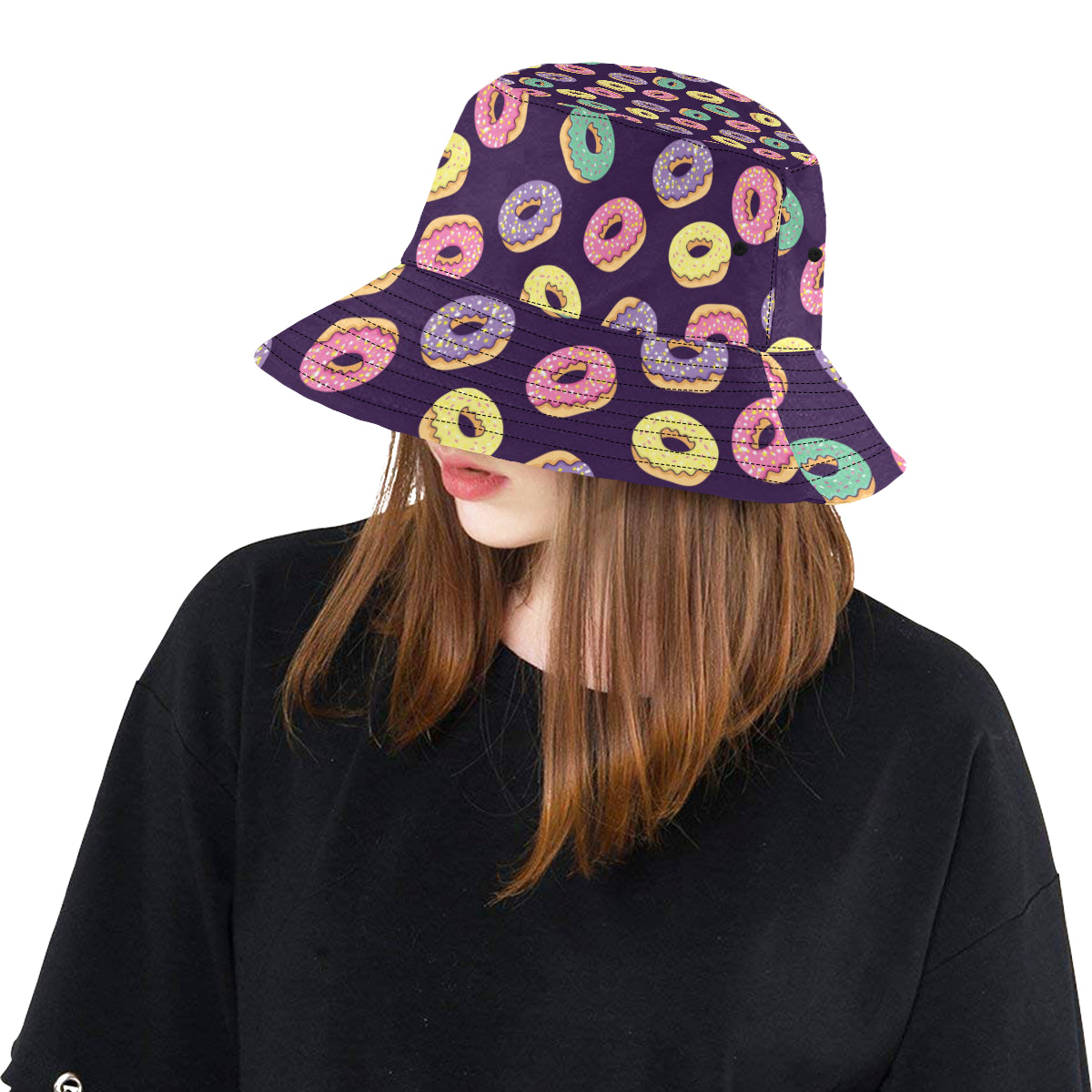 Donut Pattern Print Design DN08 Unisex Bucket Hat