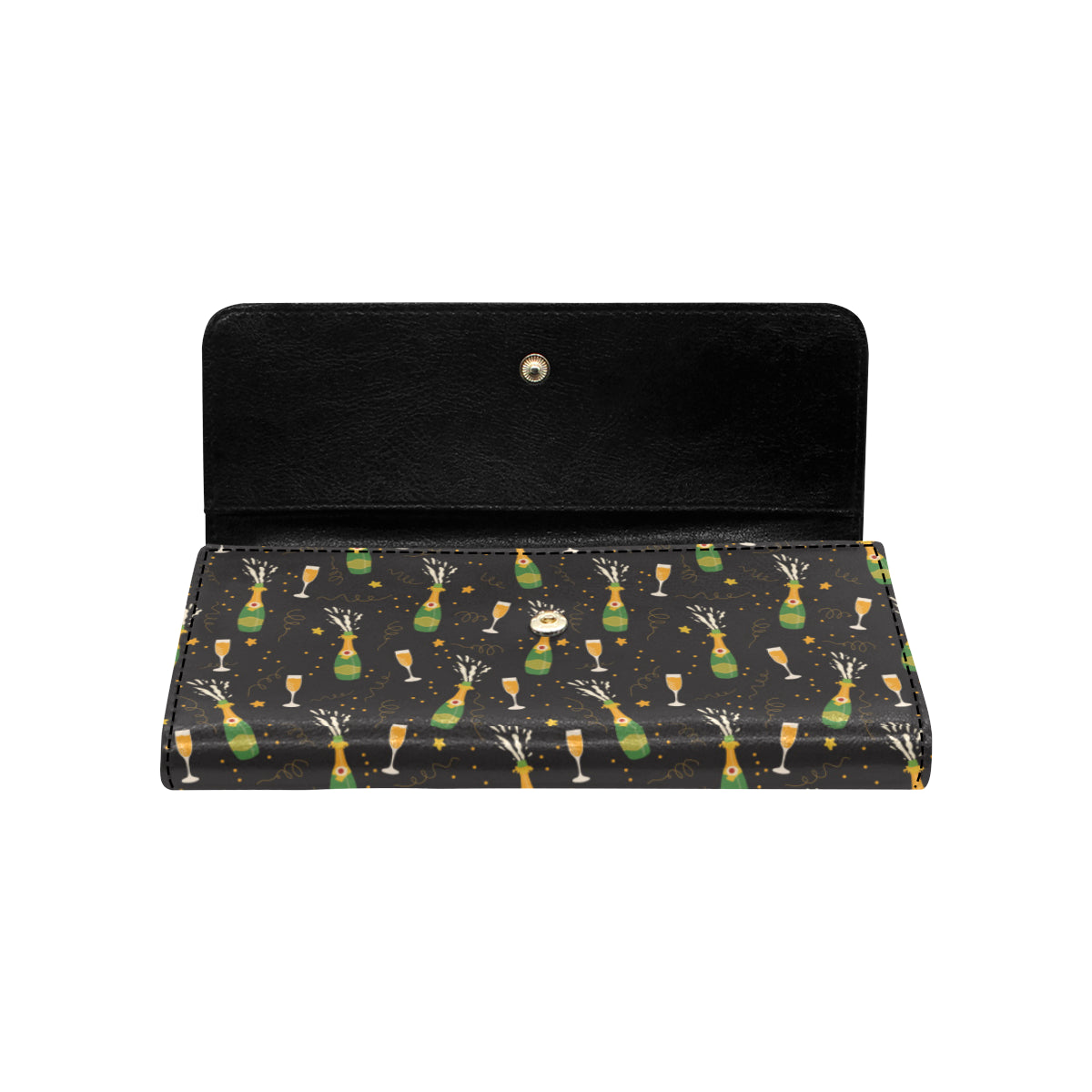 Champagne Pattern Print Design 04 Women's Trifold Wallet