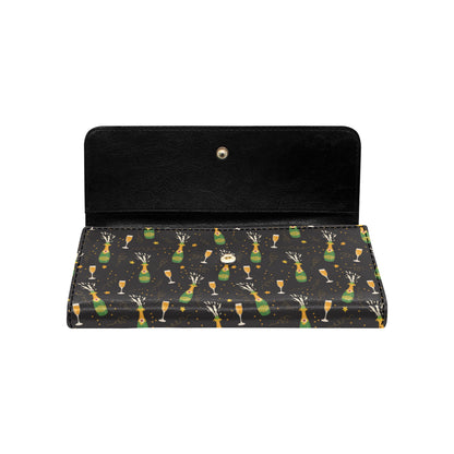 Champagne Pattern Print Design 04 Women's Trifold Wallet