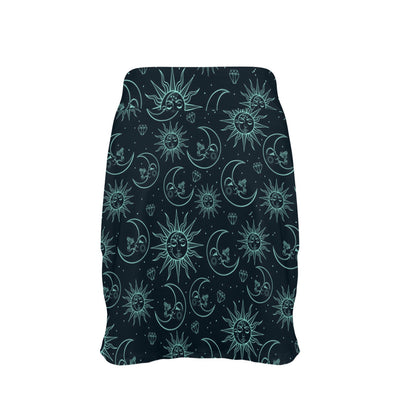 Sun Moon Magic Design Themed Print 17" Golf & Pickleball Skort with Pockets