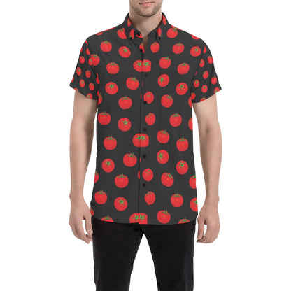 Tomato Print Design LKS305 Men Short Sleeve Button Up Shirt