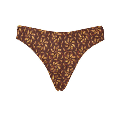 Agricultural Brown Wheat Print Pattern Women's Thongs
