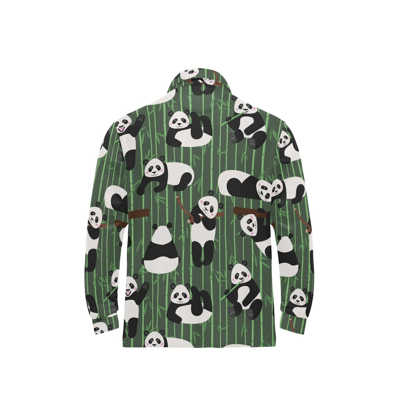 Panda Pattern Print Design A04 Long Sleeve Polo Shirt For Men's
