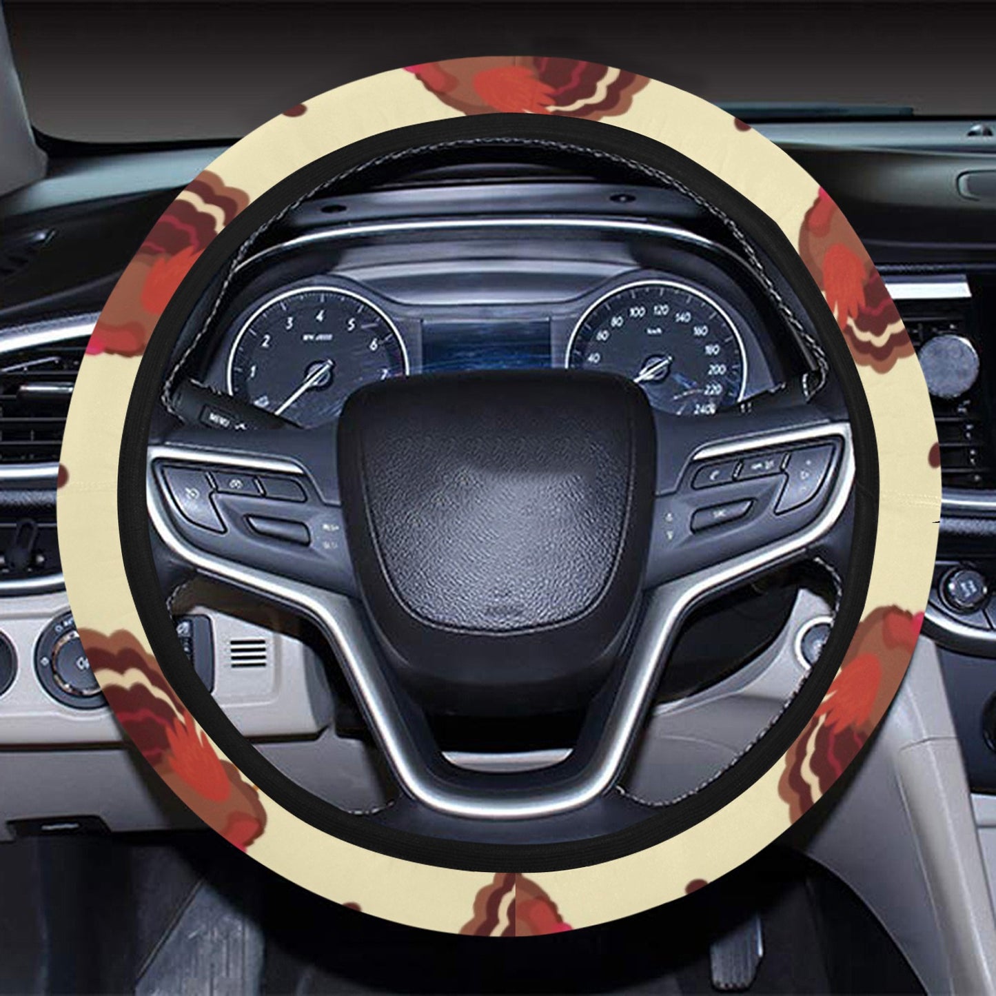 Thanksgiving Print Design LKS3010 Steering Wheel Cover with Elastic Edge