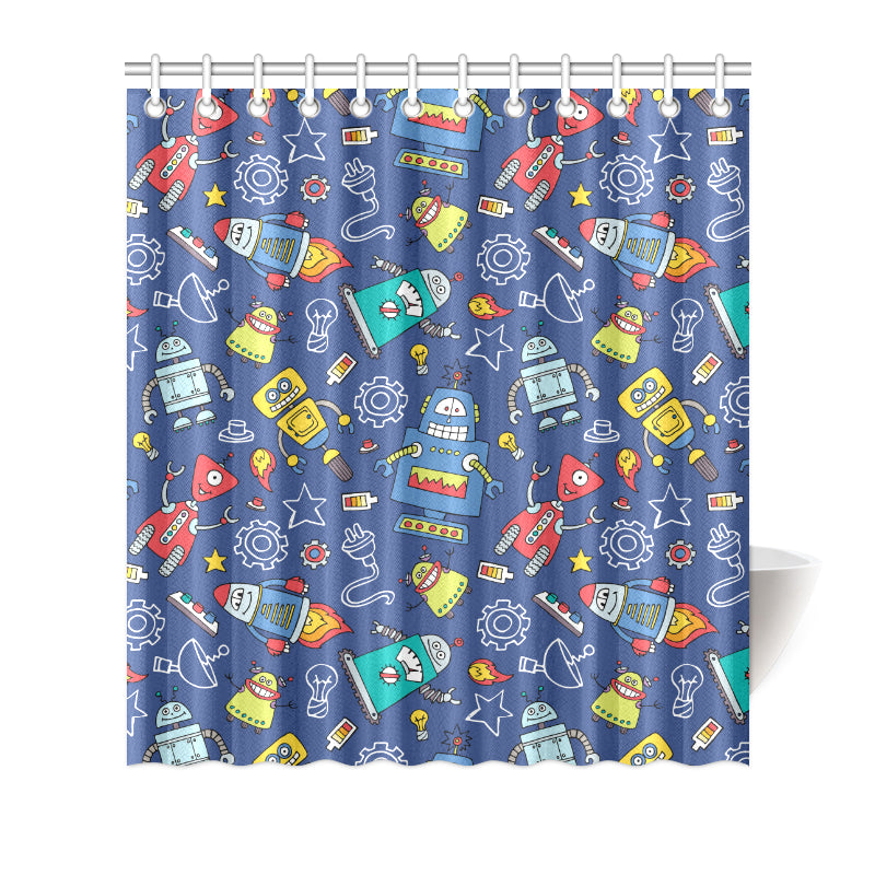 Robot Pattern Print Design A03 Shower Curtain