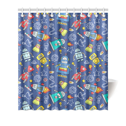 Robot Pattern Print Design A03 Shower Curtain