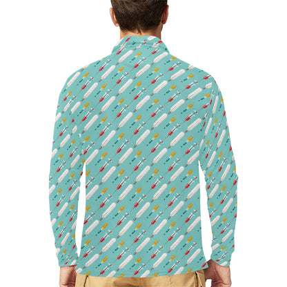 Phlebotomist Medical Print Long Sleeve Polo Shirt For Men's