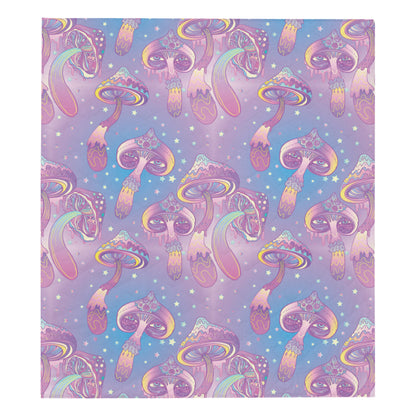 Psychedelic Mushroom Pattern Print Design A01 Premium Quilt