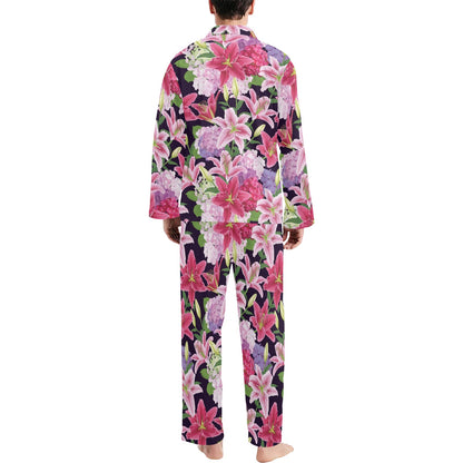 Lily Pattern Print Design LY017 Men's Long Pajama Set