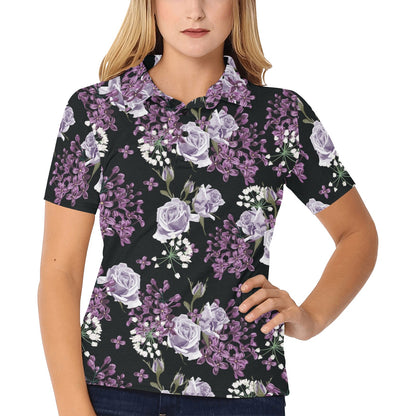Lilac Pattern Print Design LI04 Women's Polo Shirt