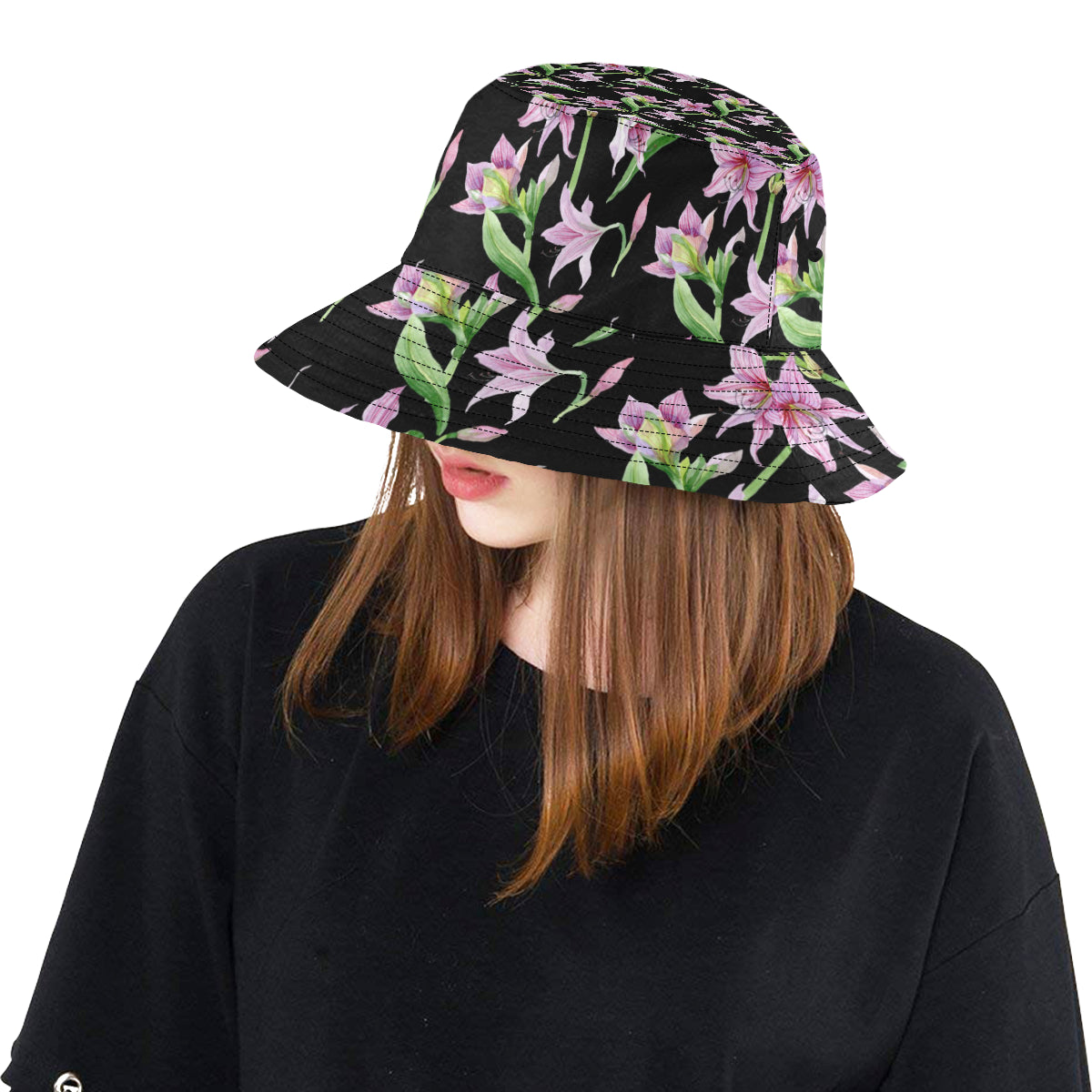 Amaryllis Pattern Print Design AL08 Unisex Bucket Hat