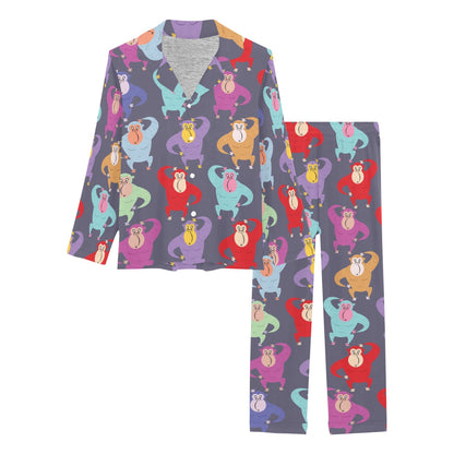 Chimpanzee Pattern Print Design 03 Women's Long Pajama Set