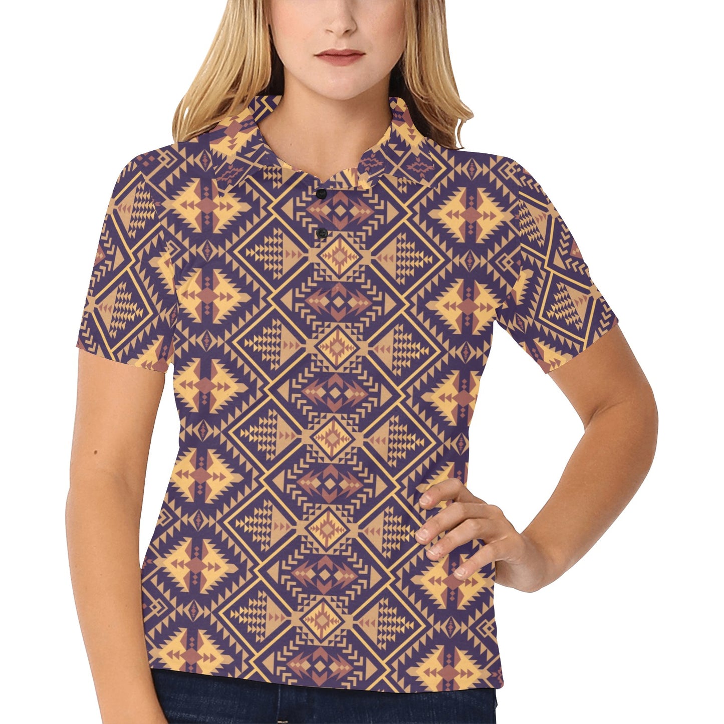 Aztec Pattern Print Design 09 Women's Polo Shirt