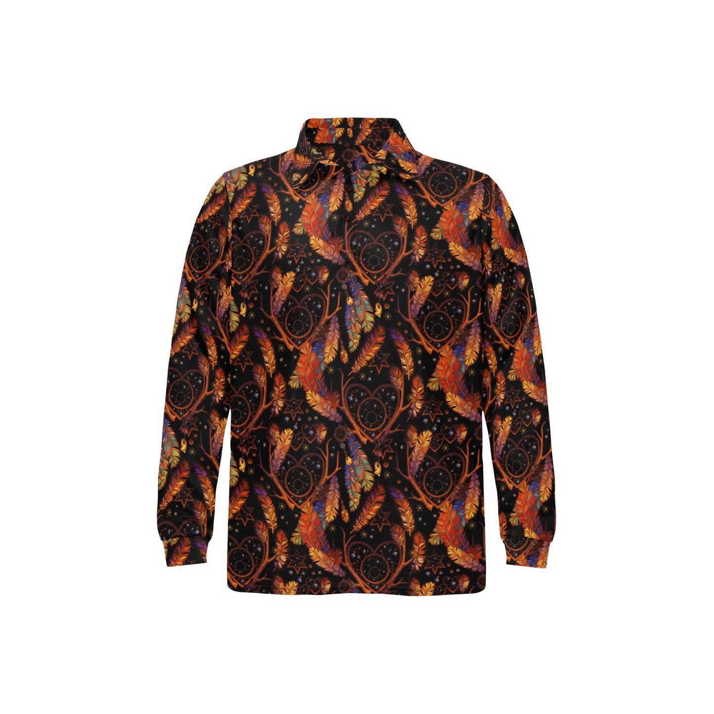 Dream Catcher Native American Design Long Sleeve Polo Shirt For Men's