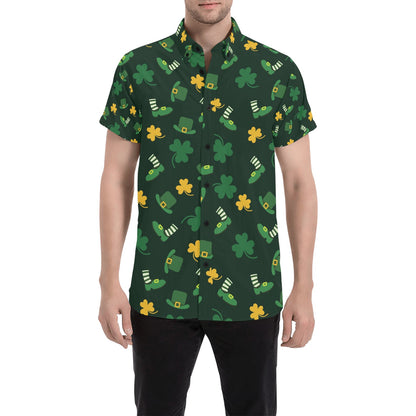 St Patricks Day Print Design LKS306 Men Short Sleeve Button Up Shirt