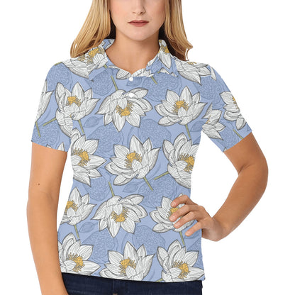 Lotus Pattern Print Design 04 Women's Polo Shirt