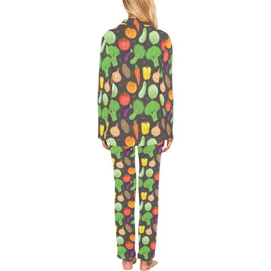 Vegan Funny Themed Design Print Women's Long Pajama Set