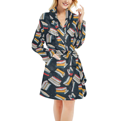 Book Pattern Print Design 07 Women's Fleece Robe