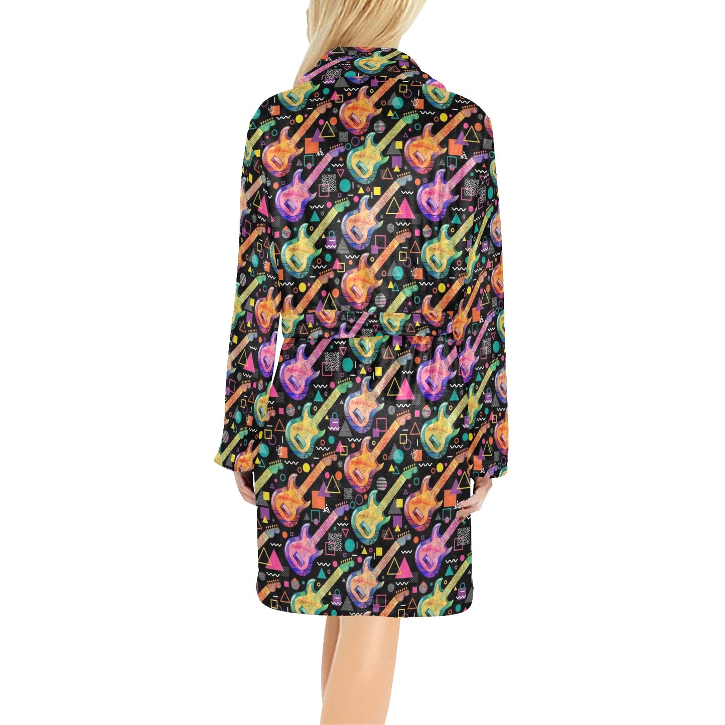 Electric Guitar Print Design LKS403 Women's Fleece Robe