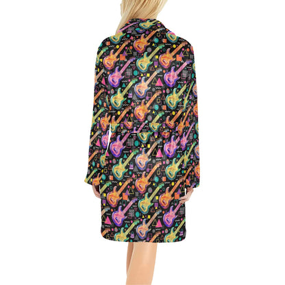 Electric Guitar Print Design LKS403 Women's Fleece Robe