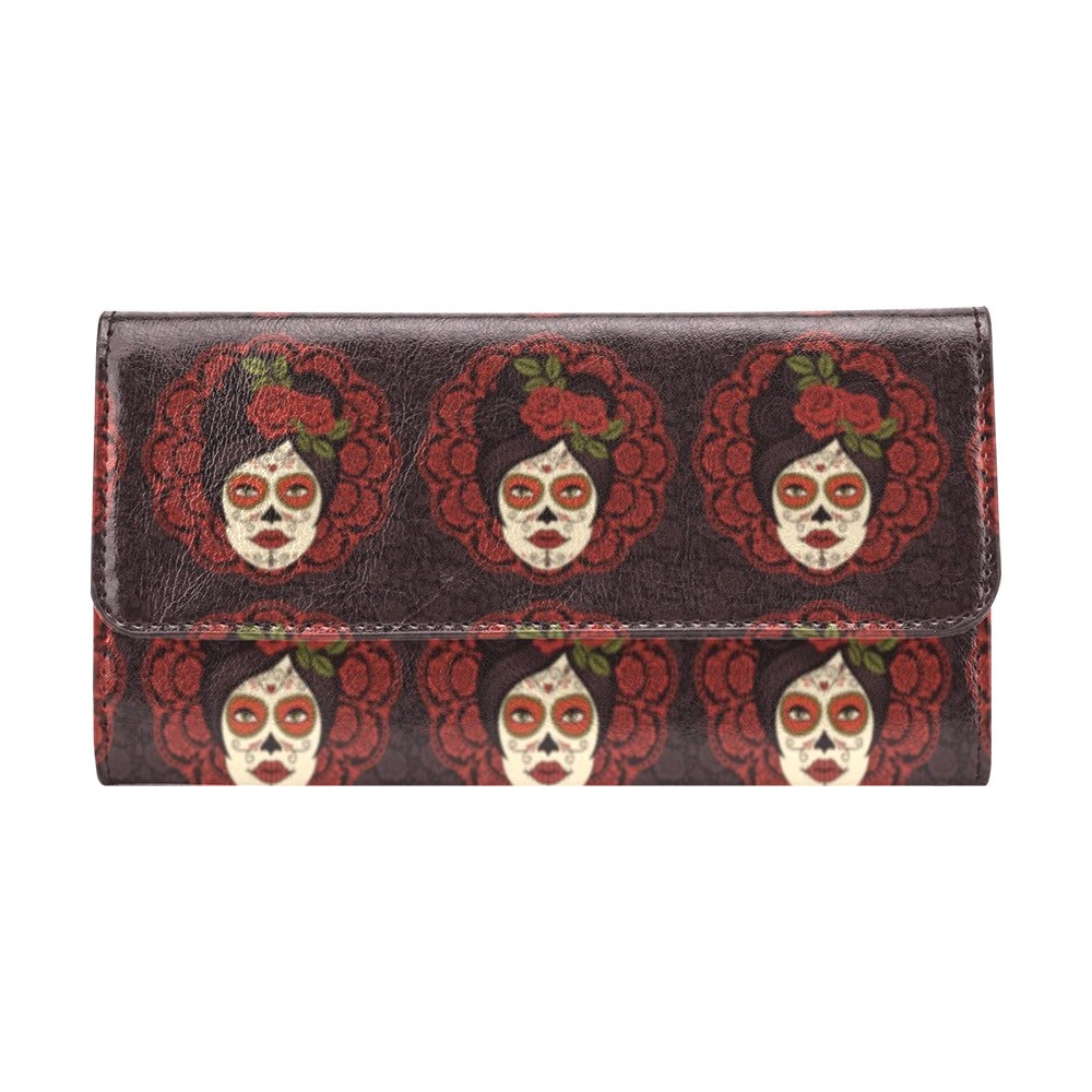 Day of the Dead Mexican Girl Women's Trifold Wallet
