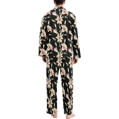 Lily Pattern Print Design LY05 Men's Long Pajama Set