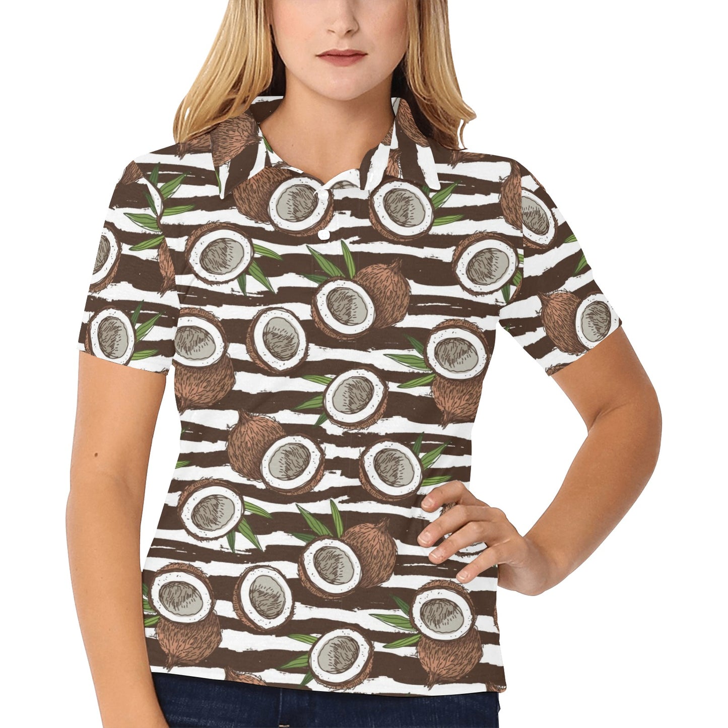 Coconut Pattern Print Design CN04 Women's Polo Shirt