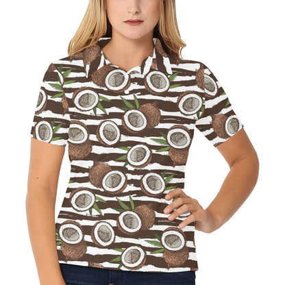 Coconut Pattern Print Design CN04 Women's Polo Shirt