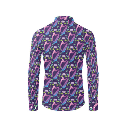 Harp Print Design LKS403 Men's Long Sleeve Dress Shirt