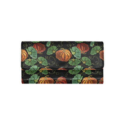 Pumpkin Pattern Print Design A02 Women's Trifold Wallet
