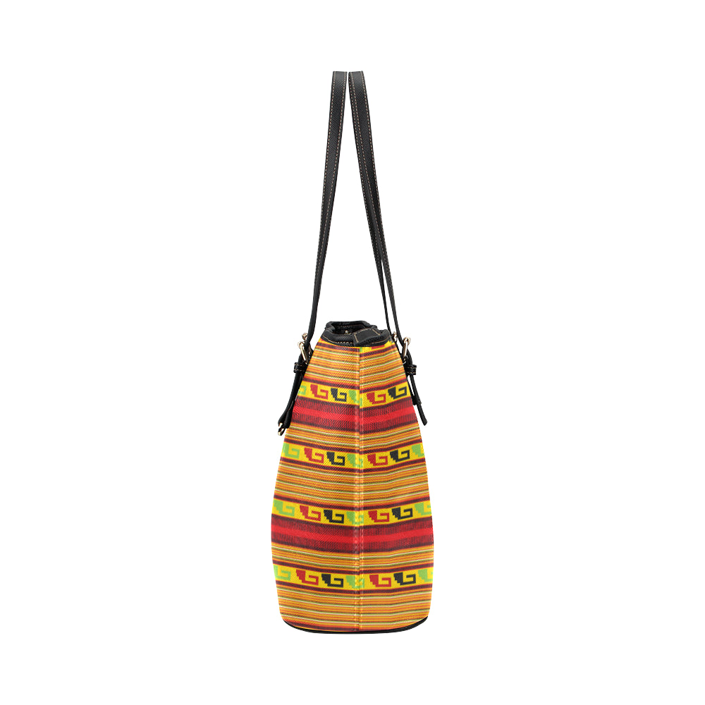 Mexican Blanket Ornament Print Pattern Leather Tote Bag