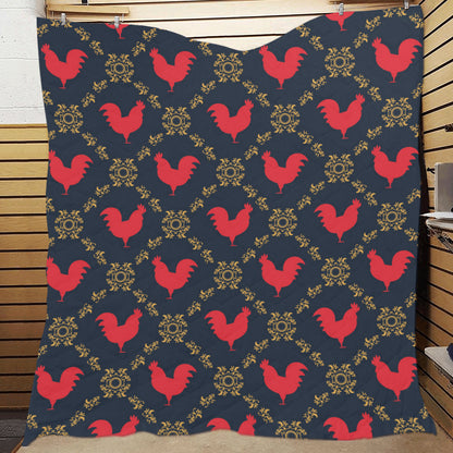 Rooster Pattern Print Design A02 Premium Quilt