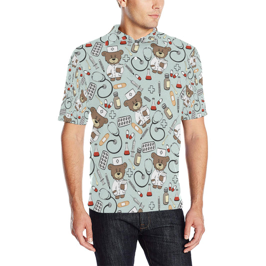 Nurse Bear Pattern Print Design A01 Men Polo Shirt
