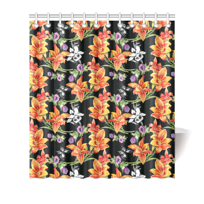 Tropical Flower Pattern Print Design TF02 Shower Curtain