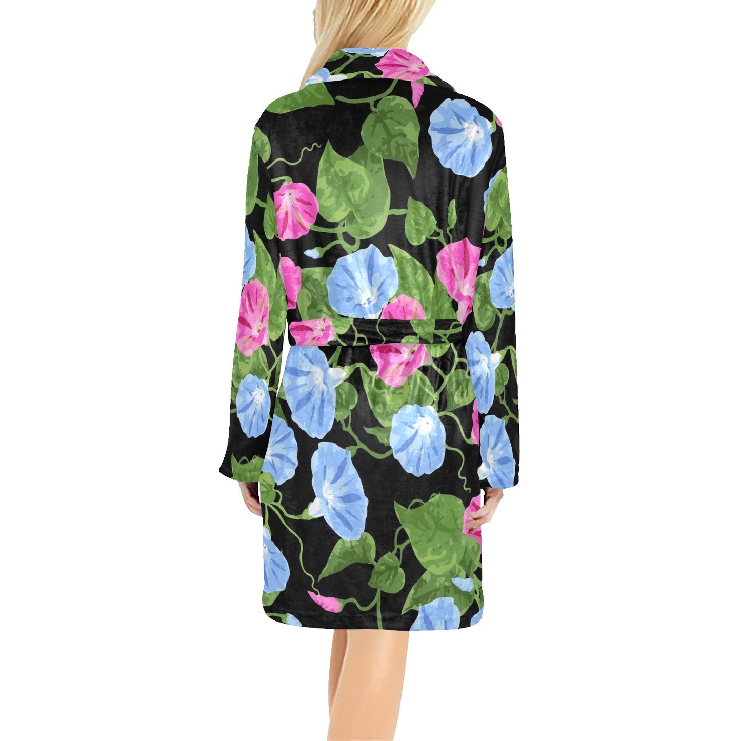 Morning Glory Pattern Print Design MG04 Women's Fleece Robe