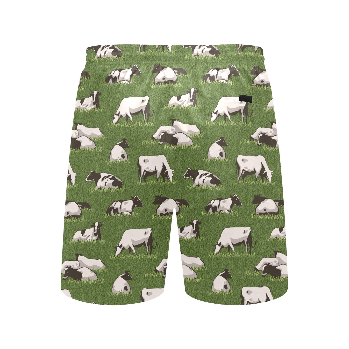 Cow on Grass Print Pattern Men's Swim Trunks Beach Shorts
