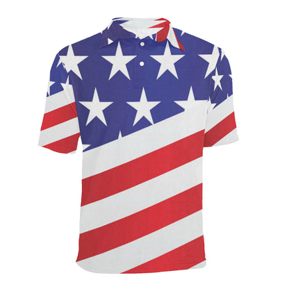 American flag Print Men Polo Shirt