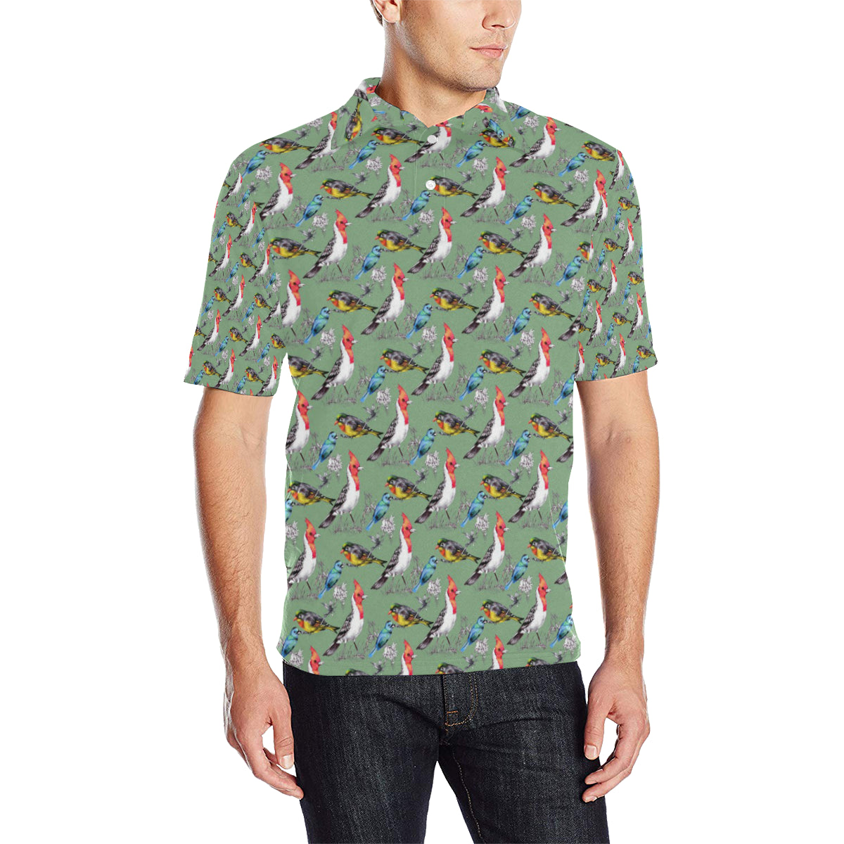 Birds Pattern Print Design 07 Men Polo Shirt