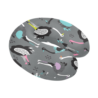 Ostrich Pattern Print Design 01 U-Shaped Travel Neck Pillow