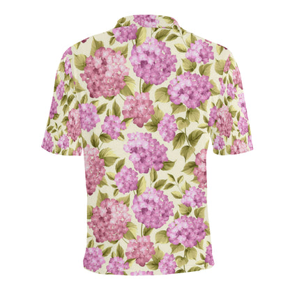 Hydrangea Pattern Print Design HD05 Men Polo Shirt