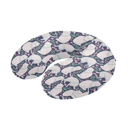 Cat Pattern Print Design 06 U-Shaped Travel Neck Pillow