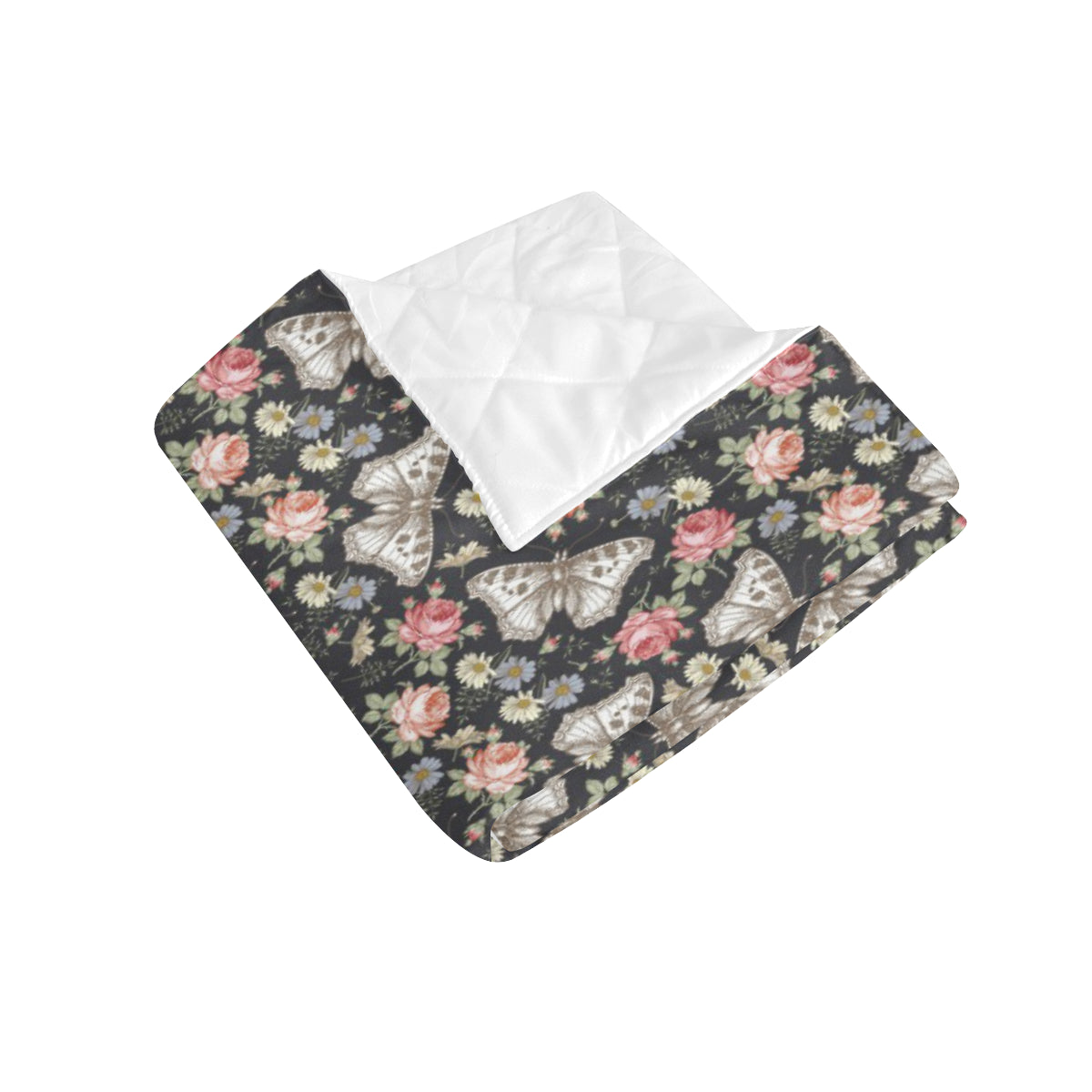Butterfly Flower Pattern Print Design 07 Premium Quilt