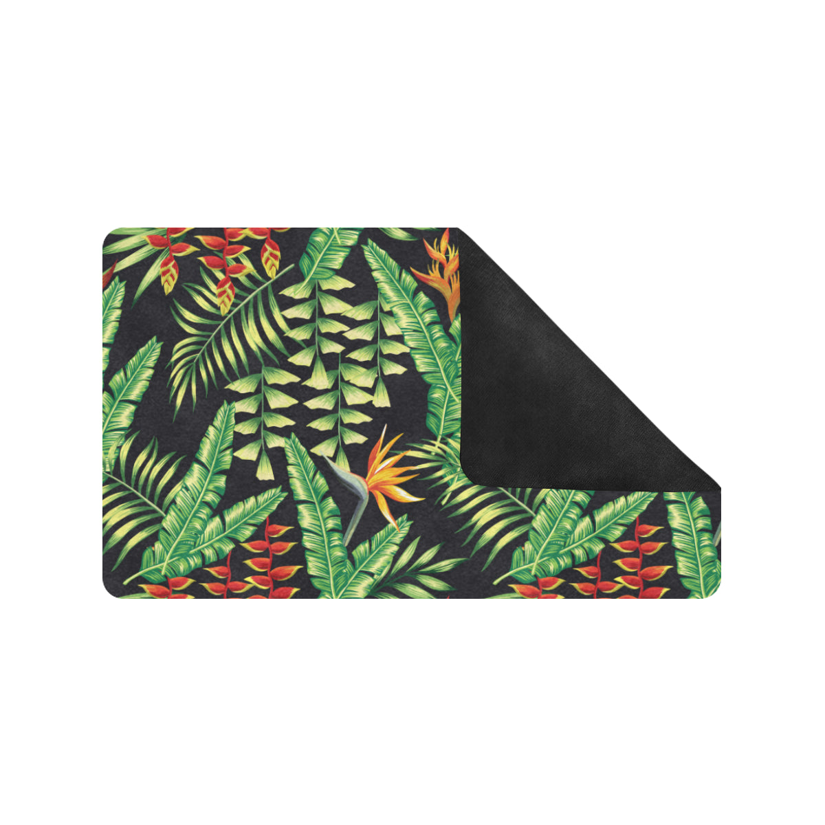 Hawaiian Flower Tropical Palm Leaves Rubber Doormat