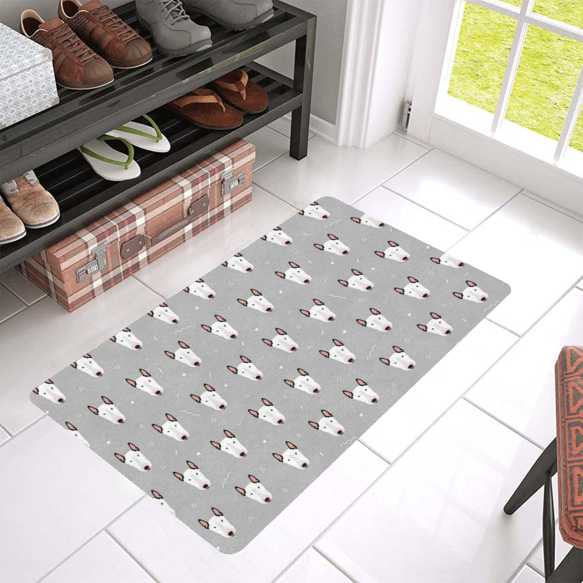 Bull Terrier Head Print Pattern Rubber Doormat