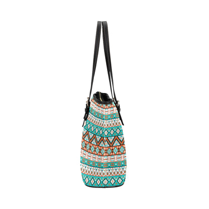 Navajo Style Print Pattern Leather Tote Bag